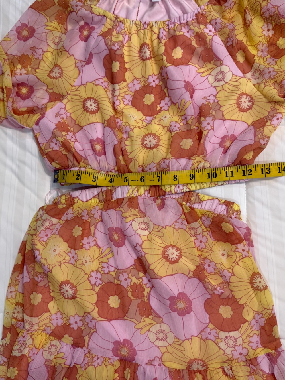 Steve Madden Pink & YellowFloral Cut Out Dress Size XS NWOT - Picture 9 of 13